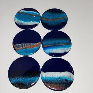 Coastal Coasters Colored Resin In Wave Design